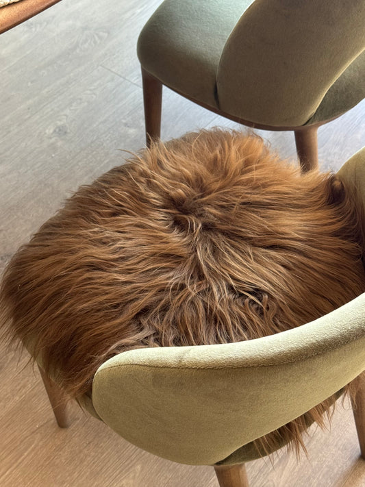 ONE OF A KIND Icelandic Medium Brown Sheepskin Chair Pad