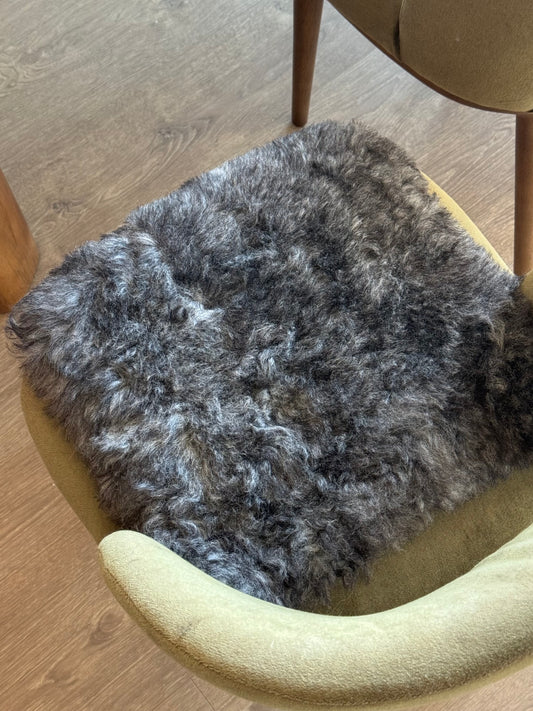 ONE OF A KIND Icelandic Shorn Natural Grey Sheepskin Chair Pad