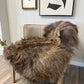 ONE OF THE KIND Icelandic Brown Grey Sheepskin - Black Sheep (White Light)