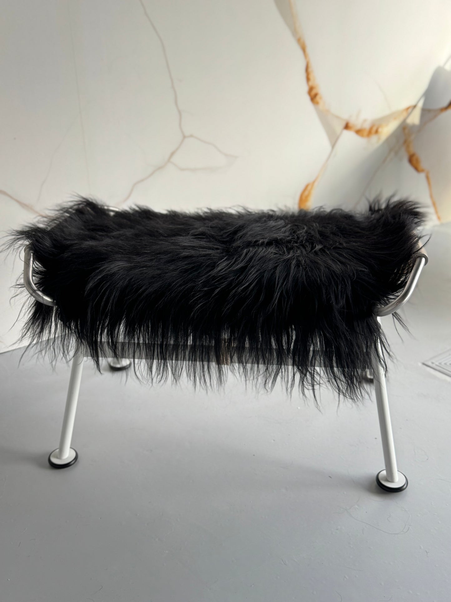Set of 4 - SPECIAL SIZE Black Icelandic Sheepskin chair pad