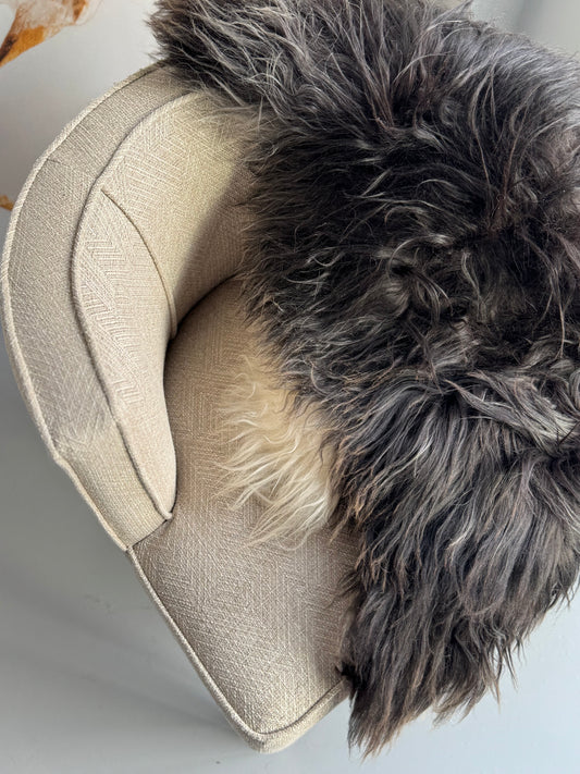 B Grade Black Long Wool Icelandic Sheepskin