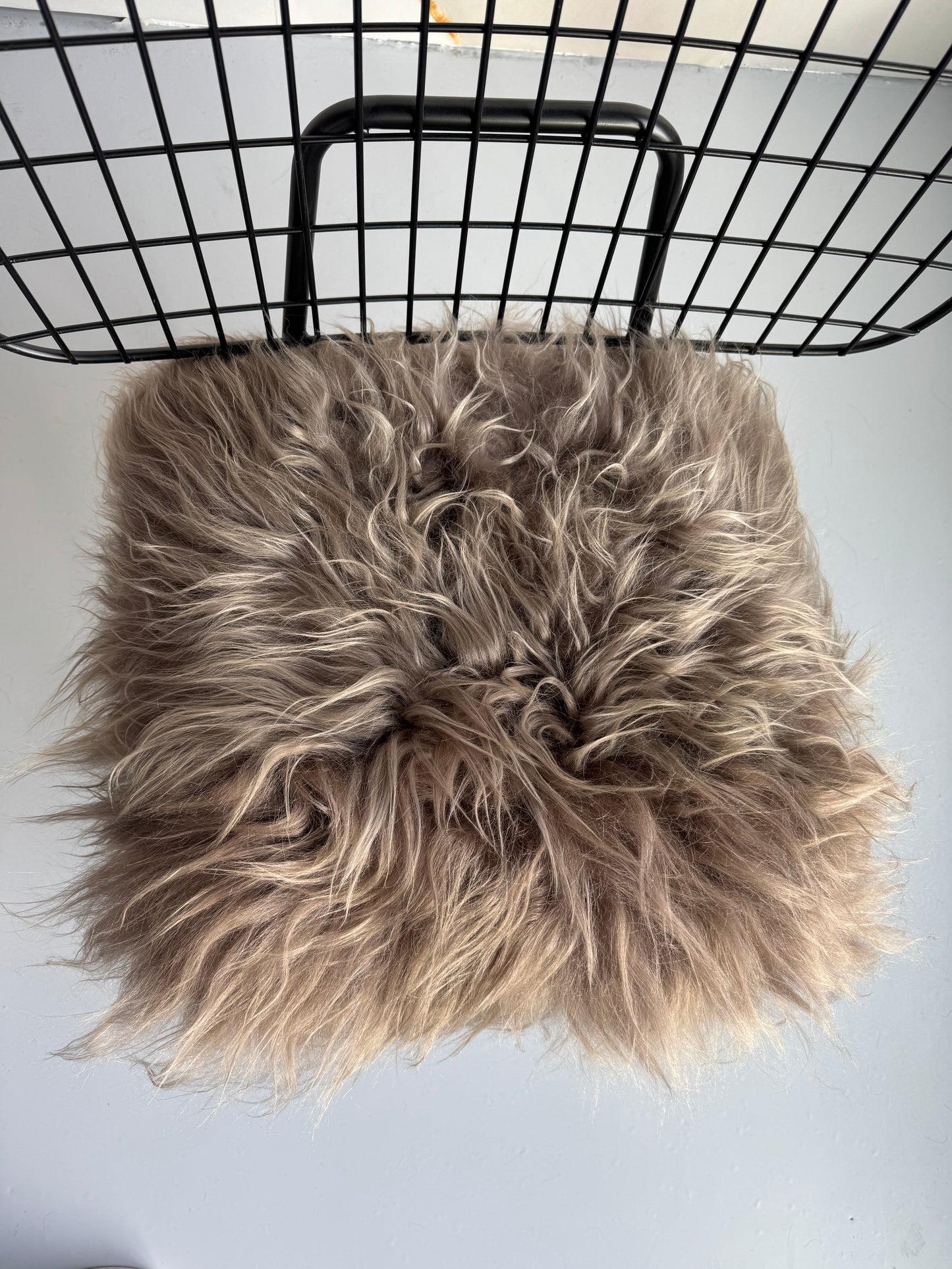 B Grade Taupe Long Wool Icelandic Sheepskin Chair Pad