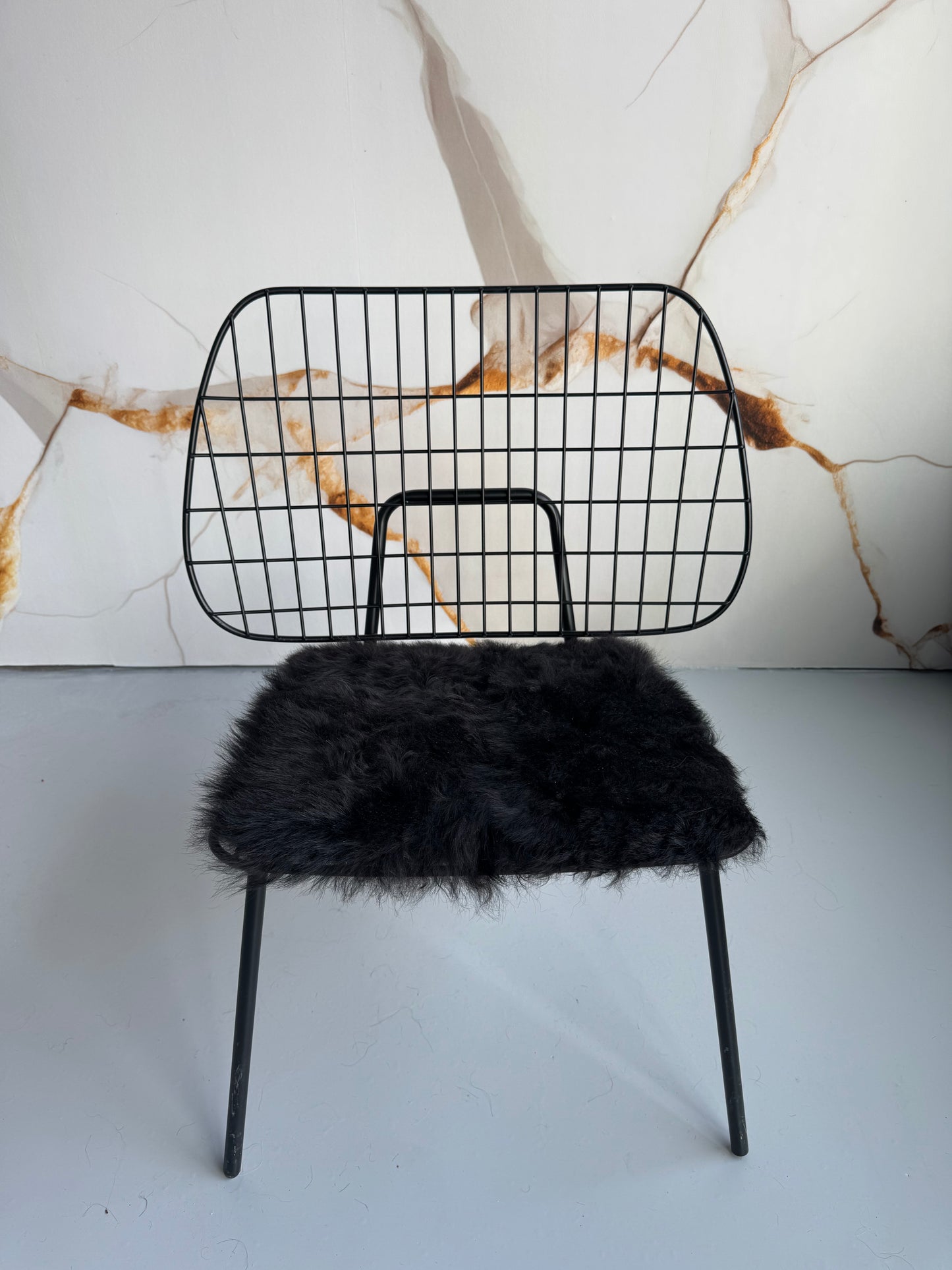 B Grade Black Shorn Wool Icelandic Sheepskin Chair Pad