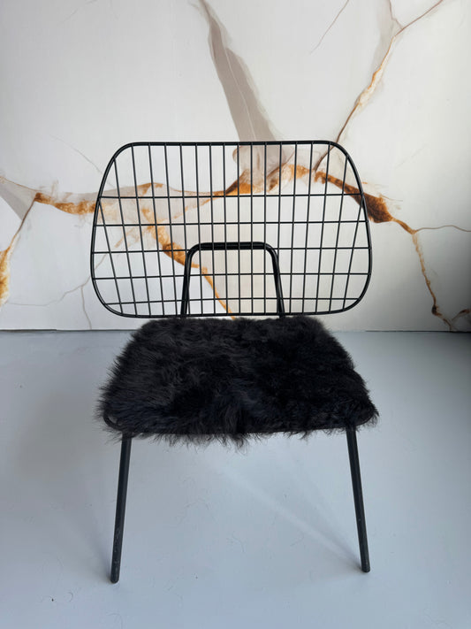 B Grade Black Shorn Wool Icelandic Sheepskin Chair Pad