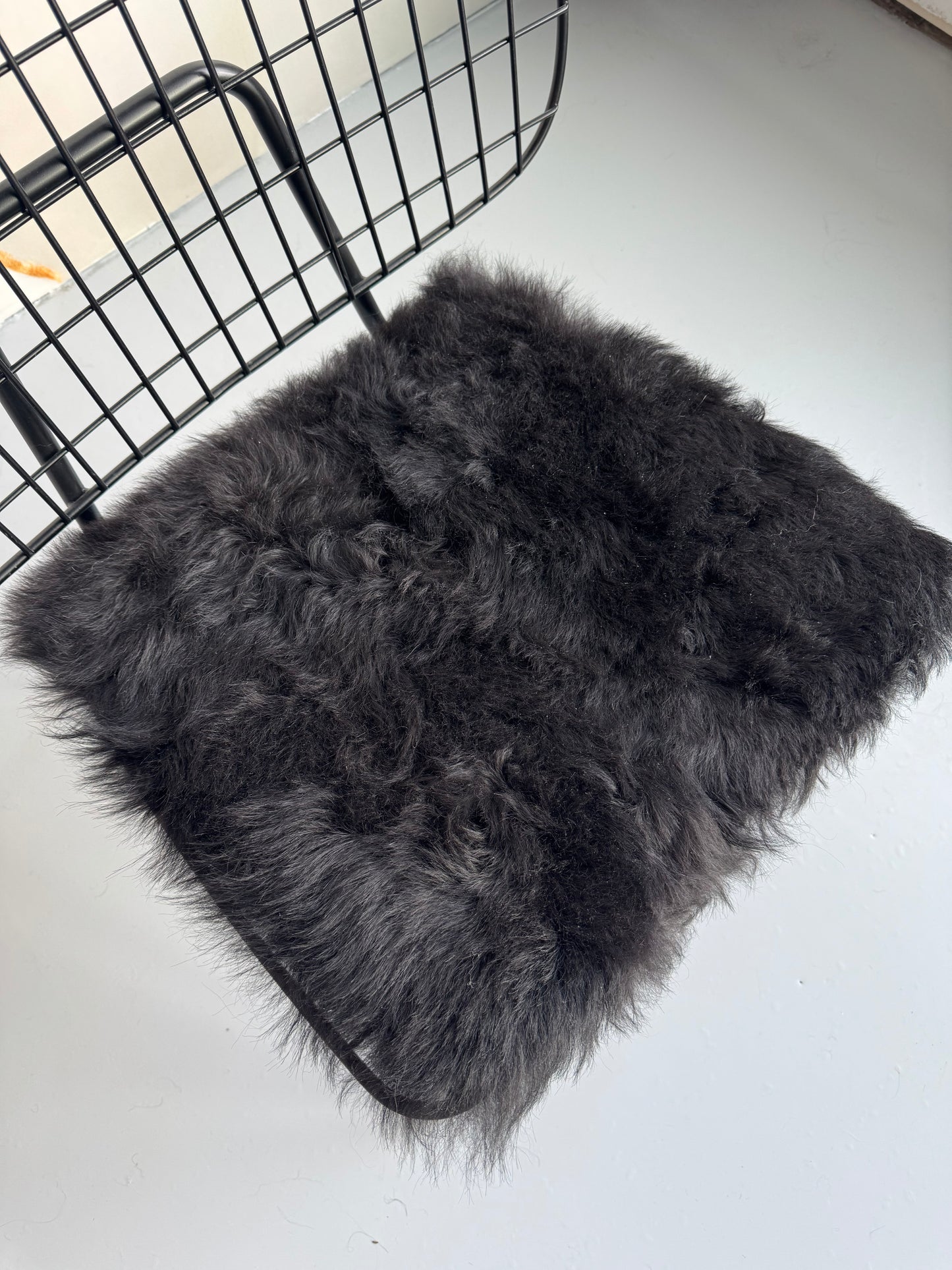 B Grade Black Shorn Wool Icelandic Sheepskin Chair Pad