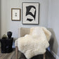 ONE OF THE KIND Icelandic Shorn White/Cream Sheepskin - Black Sheep (White Light)