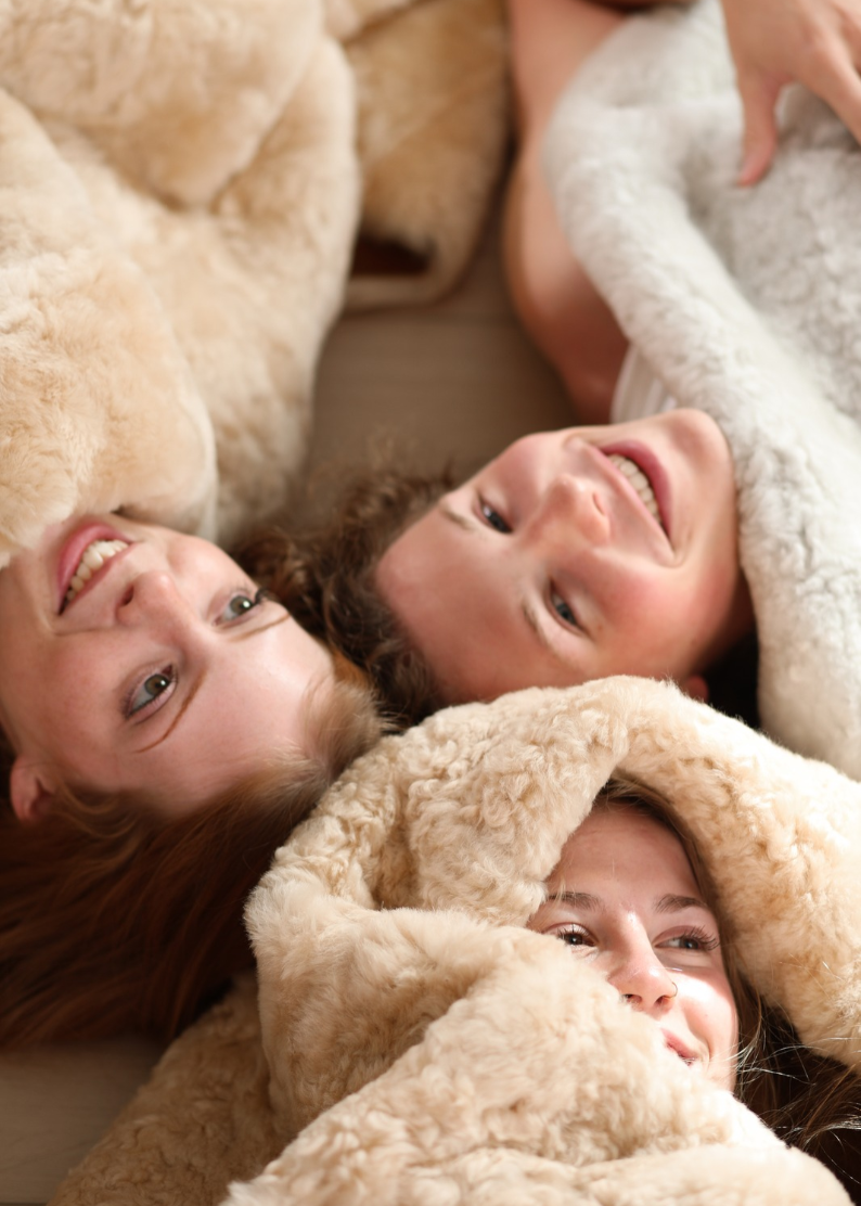 Double Face Icelandic Sheepskin Blanket in Cognac