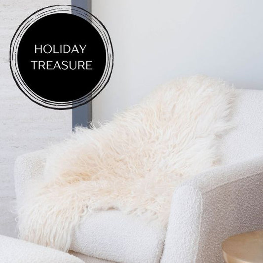 White Icelandic Curly Sheepskin