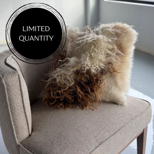 Mélange Sheepskin Pillow, curly wool