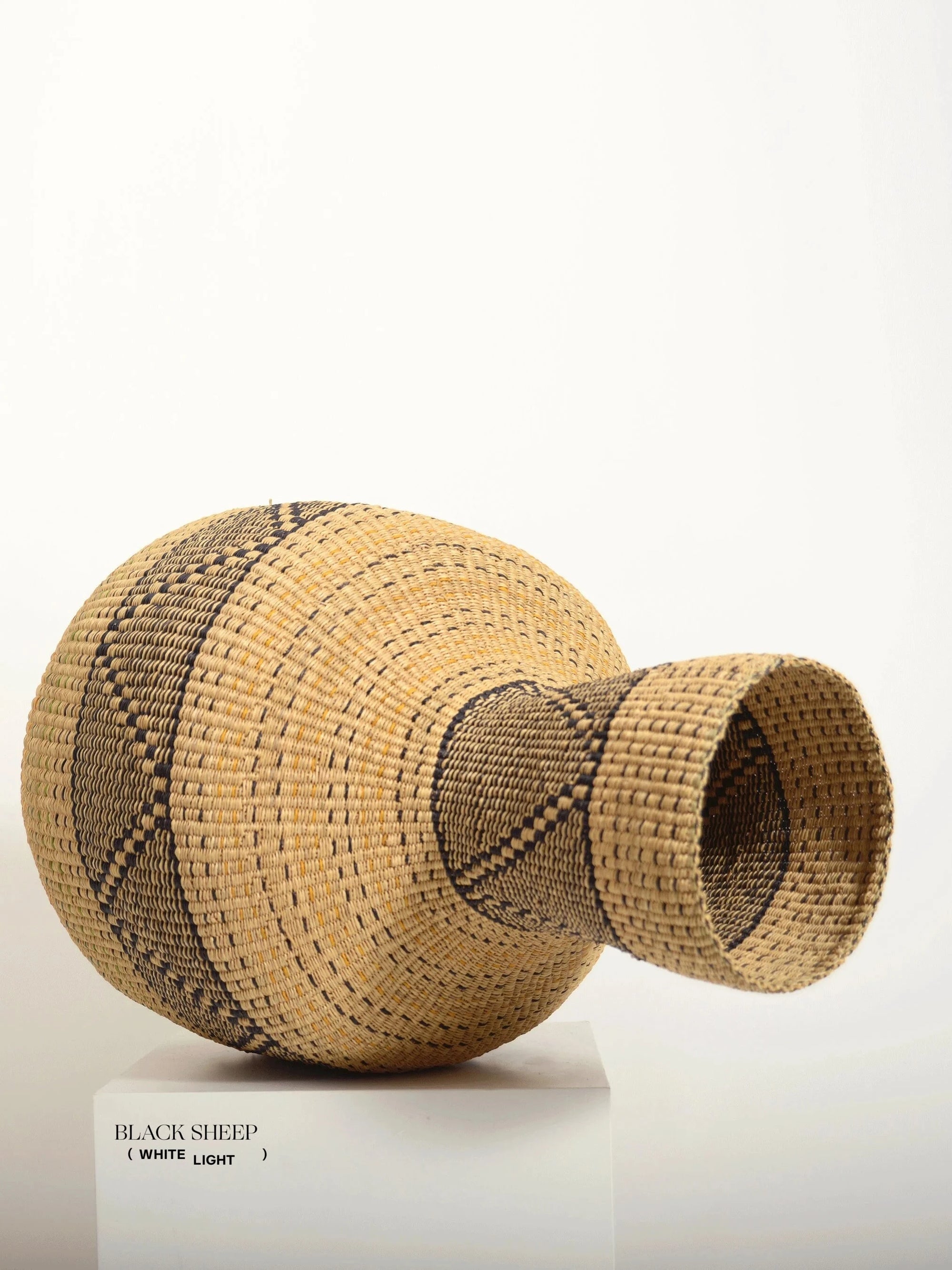 Large Ghana Bolga 'Linka' Basket  NATURAL + BLACK - Black Sheep (White Light)