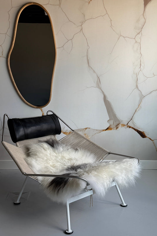 ONE OF A KIND White with Light Grey Spots Icelandic Sheepskin