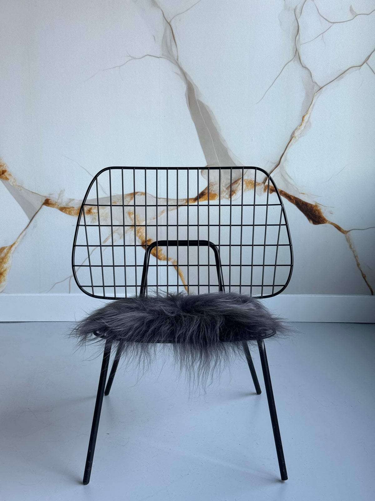 Steel Icelandic Sheepskin Chair Pad 12" x 12"