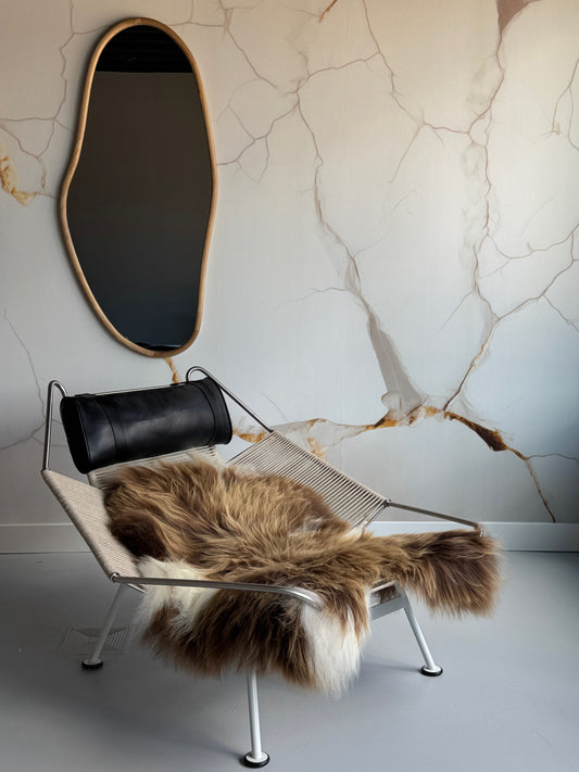 ONE OF A KIND Natural Brown with White Splashes Icelandic Sheepskin