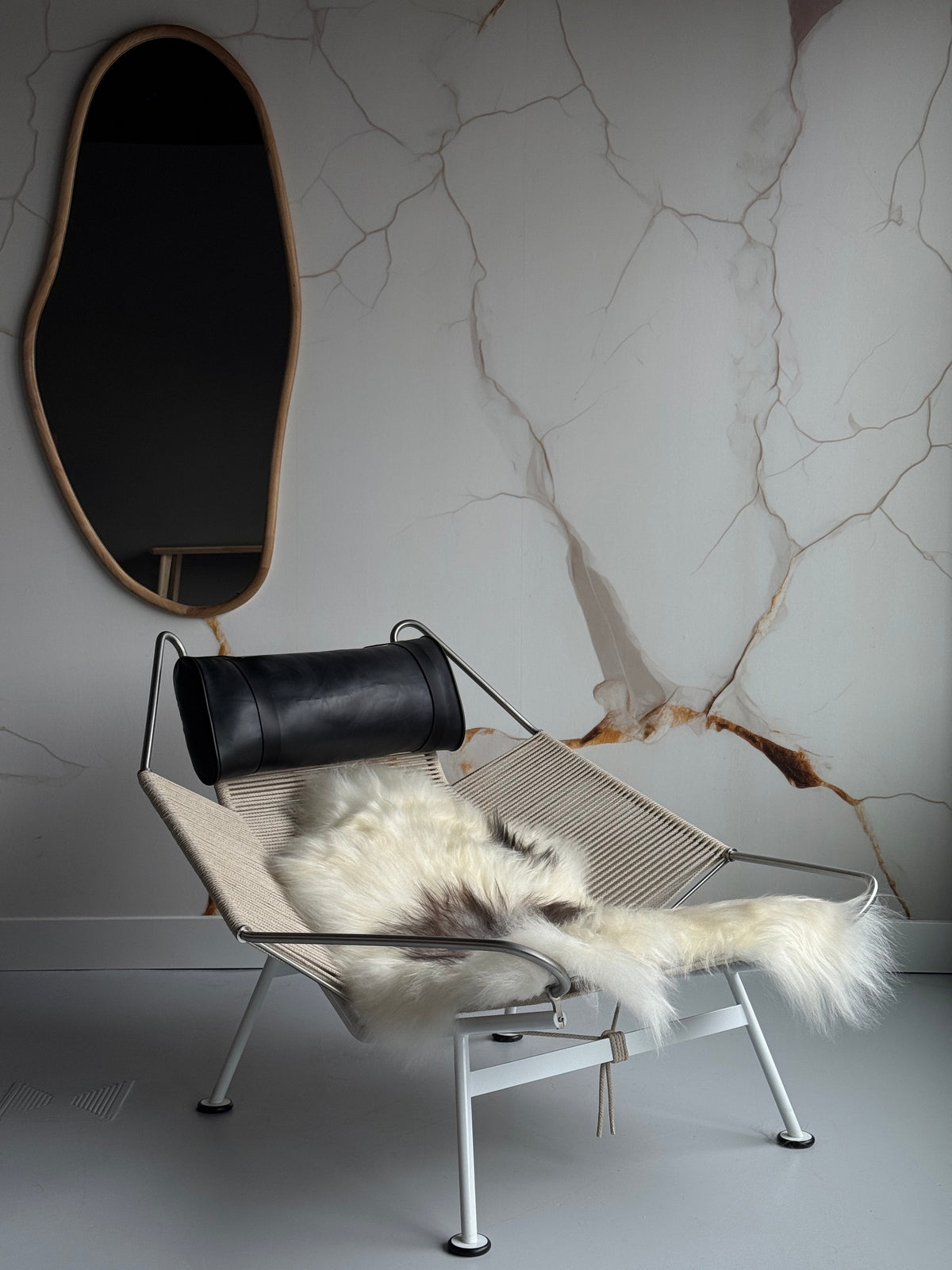 ONE OF A KIND White/Grey/Brown Spots Icelandic Sheepskin