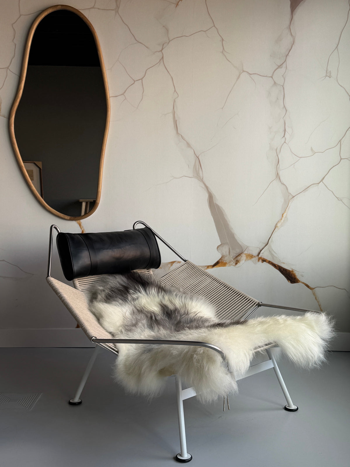 ONE OF A KIND Icelandic Sheepskin with Light Grey Spot