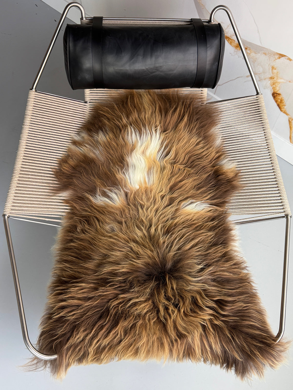 ONE OF A KIND Natural Brown Spotted Icelandic Sheepskin