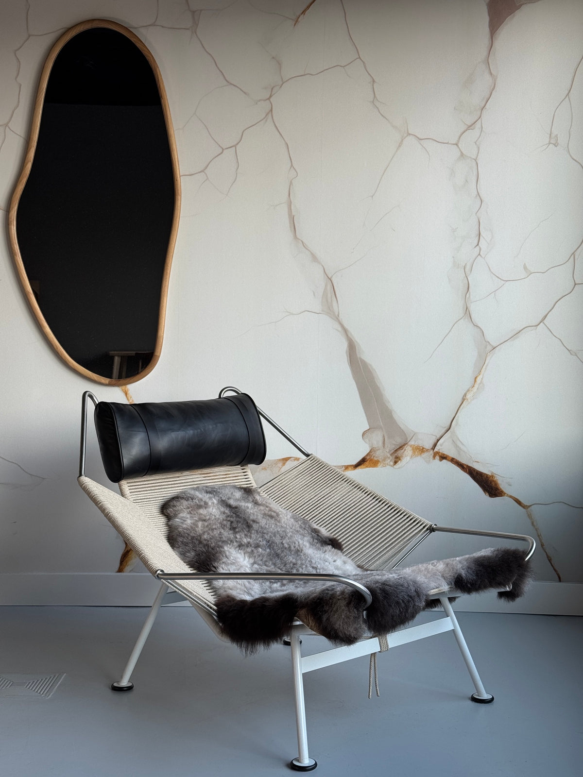 ONE OF A KIND Shorn Grey Dark Edges Icelandic Sheepskin