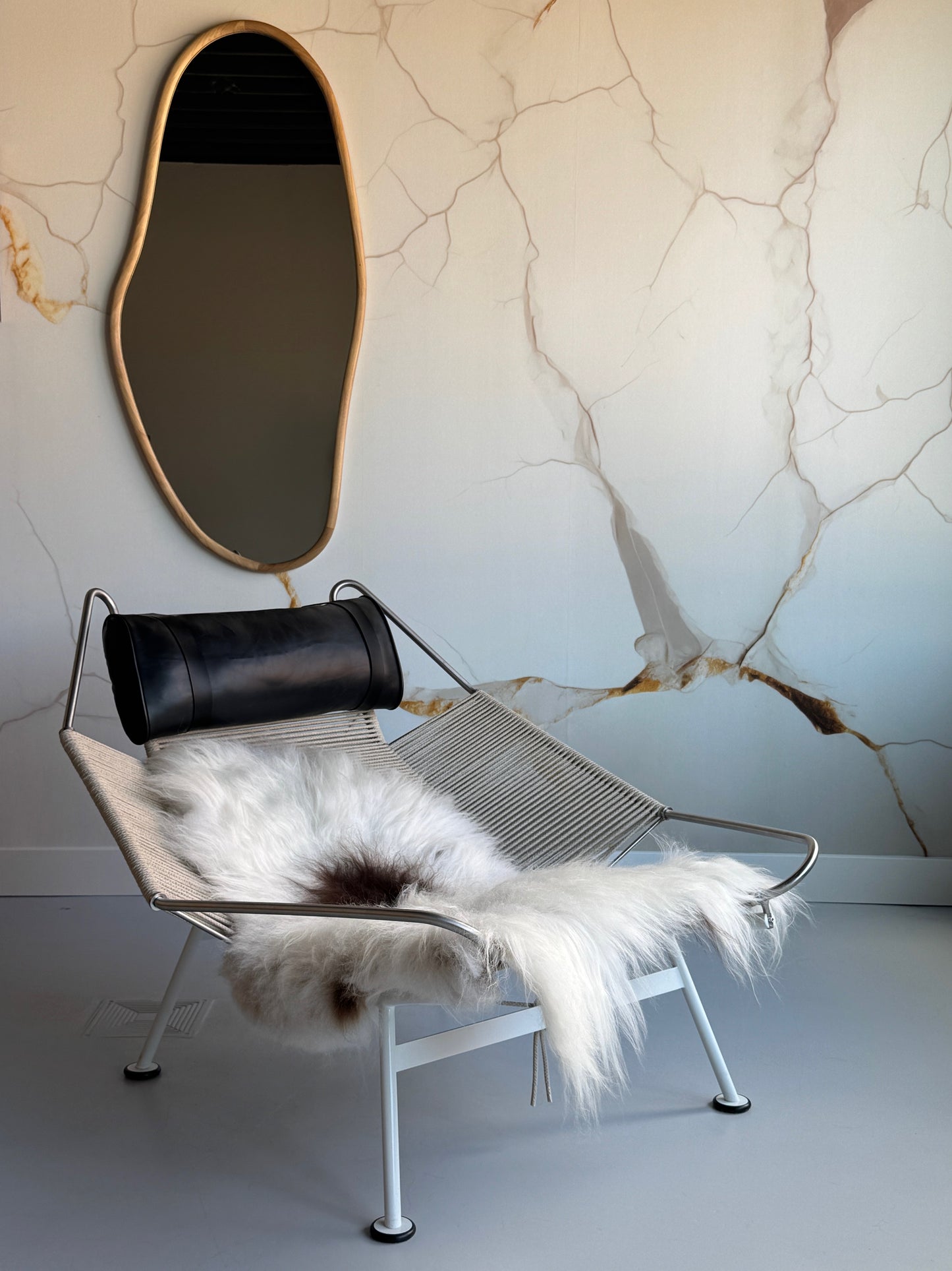 ONE OF A KIND White with single Brown spot Icelandic Sheepskin