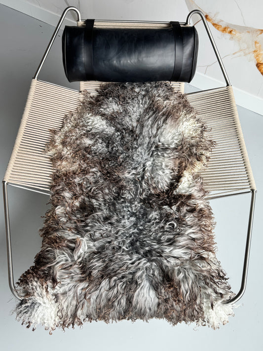 ONE OF A KIND Gotland Long Wool Grey with Brown curls Sheepskin
