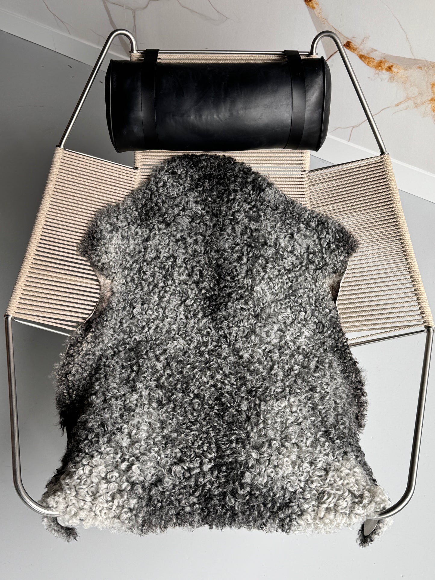 ONE OF A KIND Symmetrical Grey Pattern Medium Wool Gotland Sheepskin
