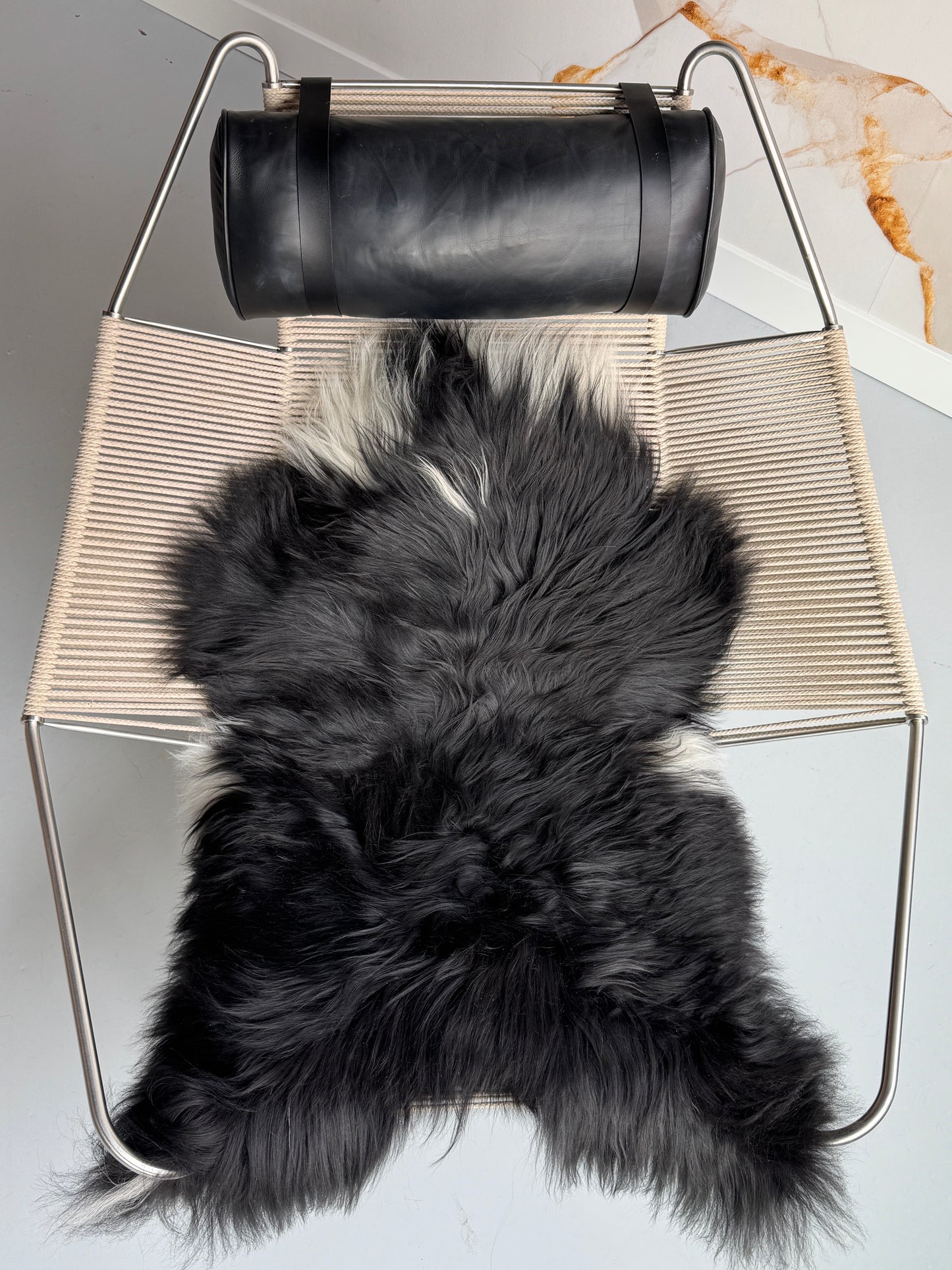 ONE OF A KIND Black/White Icelandic Sheepskin
