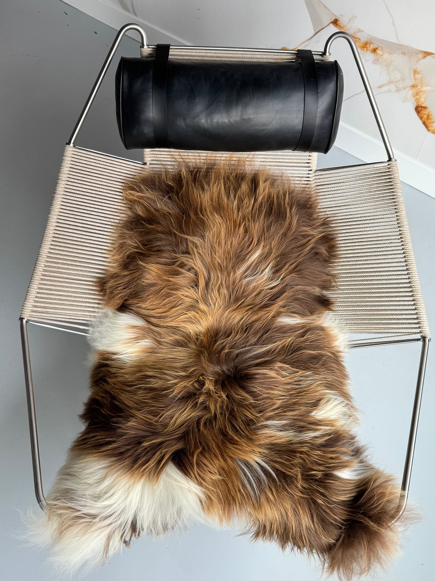 ONE OF A KIND Natural Bright Brown with White Icelandic Sheepskin