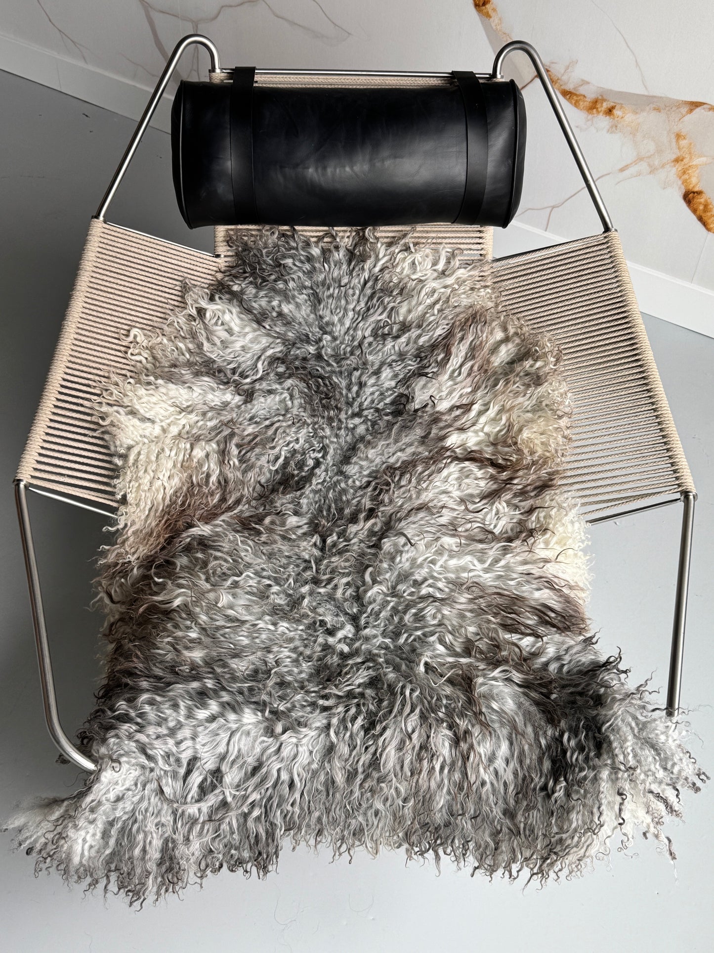 ONE OF A KIND Gotland Long Wool Grey with Brown curls Sheepskin