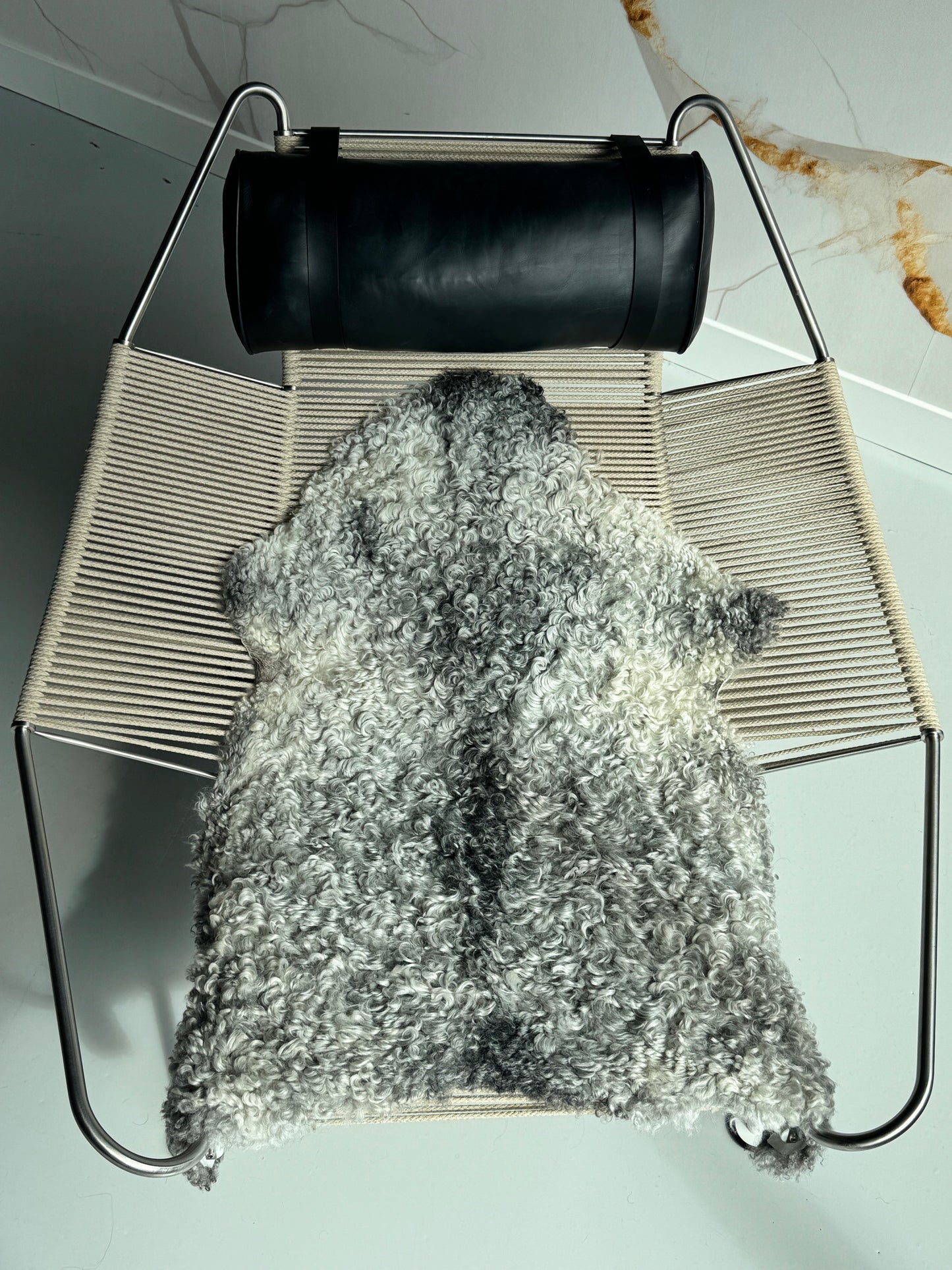 ONE OF A KIND Silver with Black Stripe Medium Wool Gotland Sheepskin