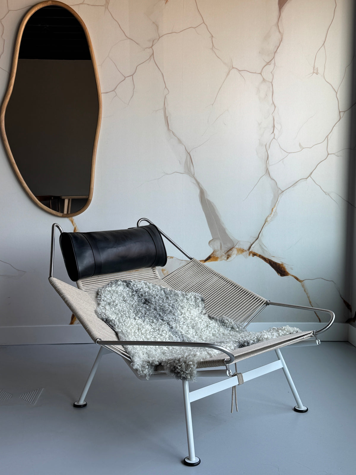 ONE OF A KIND Medium White Wool with Grey Gotland Sheepskin