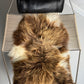 ONE OF A KIND Natural Brown with White Splashes Icelandic Sheepskin