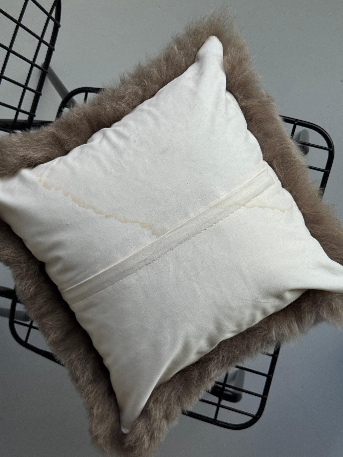 B Grade Square Taupe Black Icelandic Sheepskin Pillow Cover