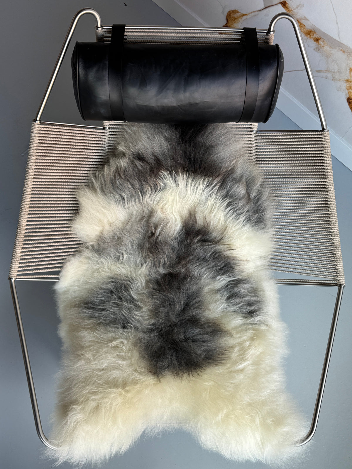 ONE OF A KIND Icelandic Sheepskin with Light Grey Spot