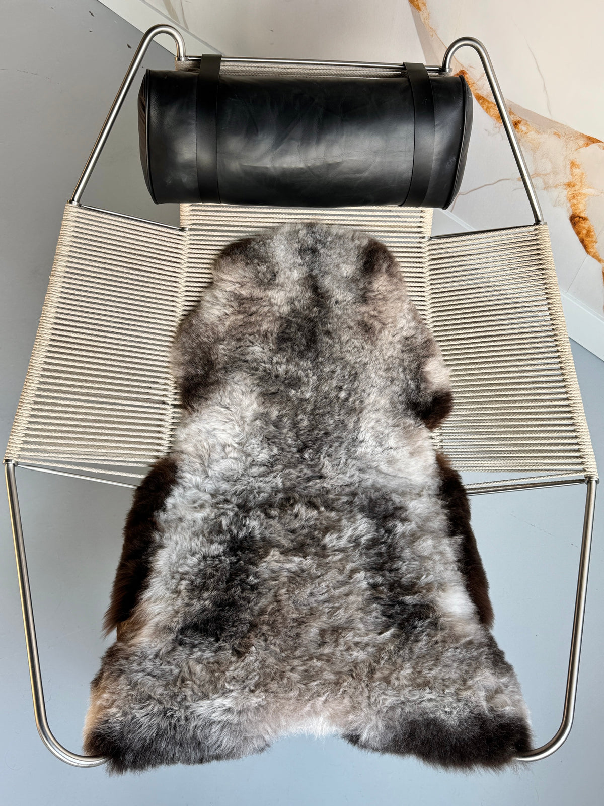ONE OF A KIND Shorn Grey Dark Edges Icelandic Sheepskin