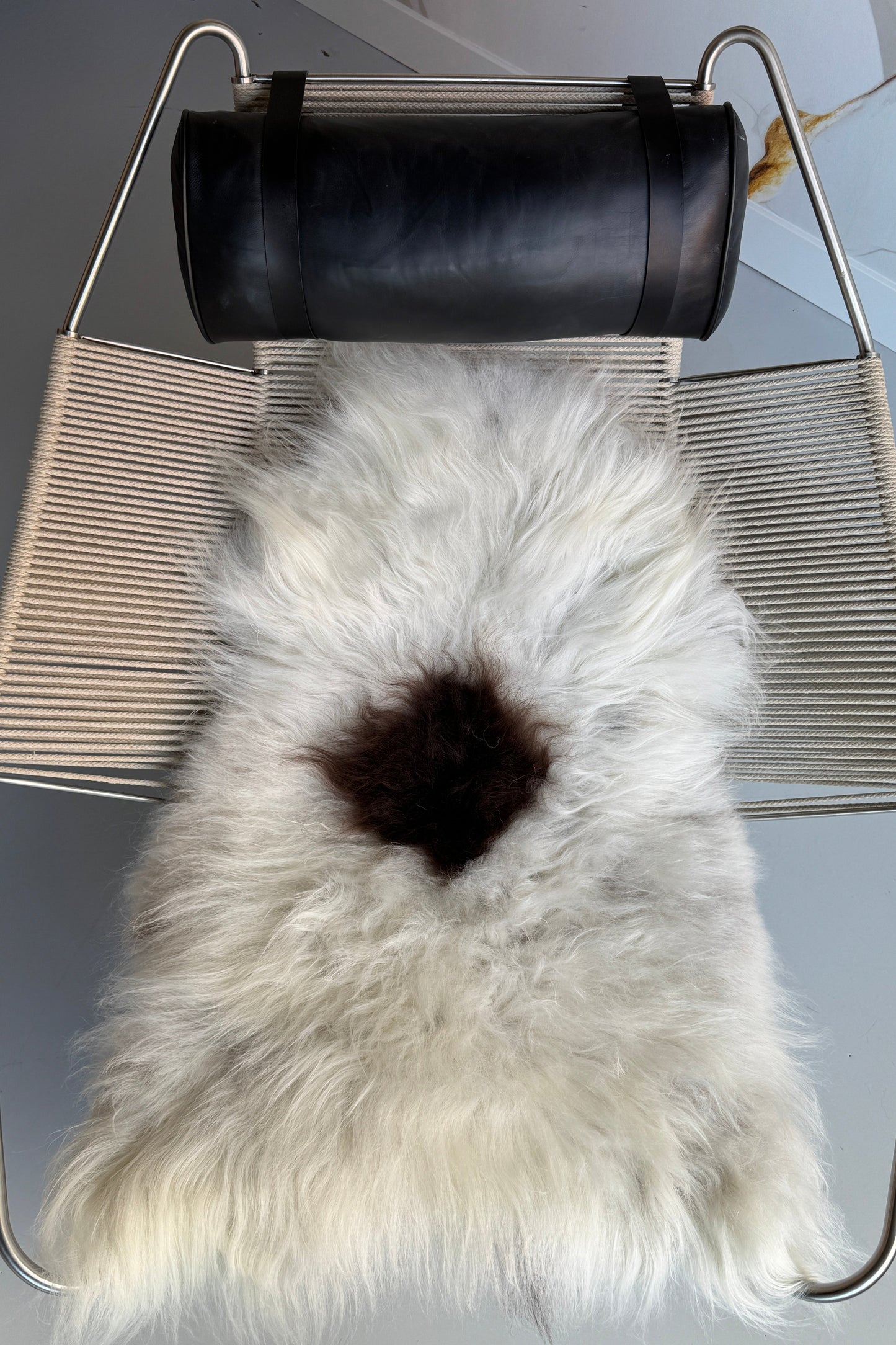 ONE OF A KIND White with single Brown spot Icelandic Sheepskin