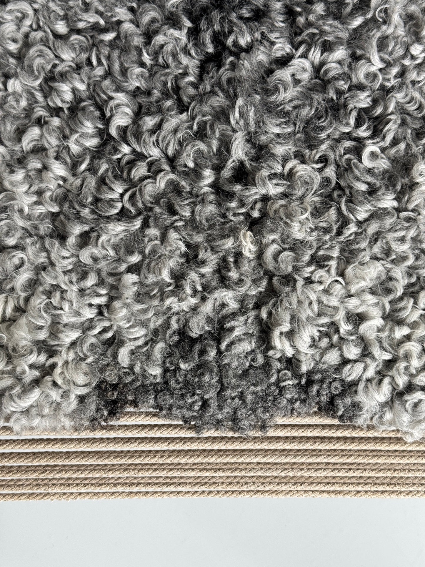 ONE OF A KIND Symmetrical Light Grey Pattern Medium Wool Gotland Sheepskin