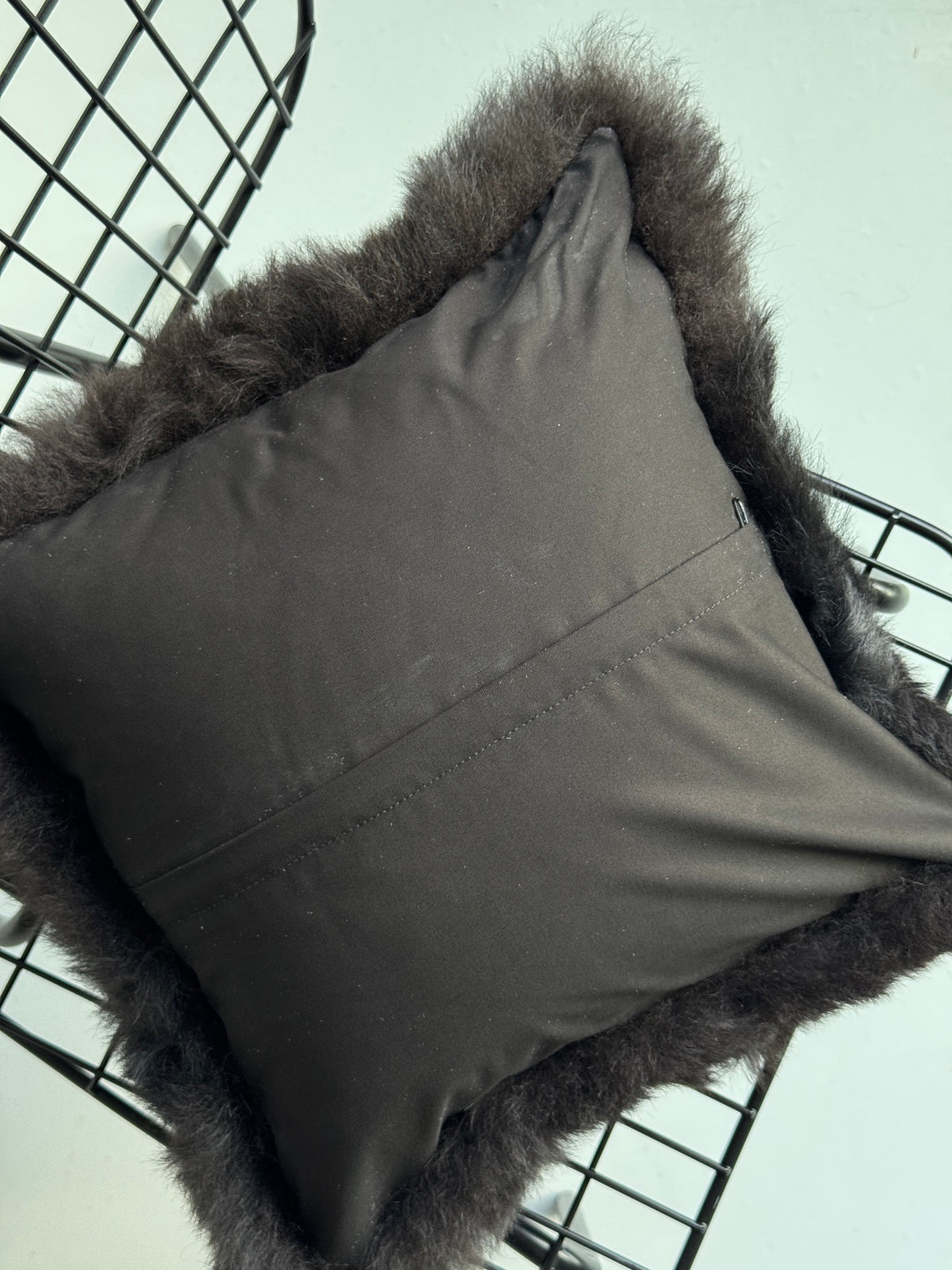B Grade Square Shorn Black Icelandic Sheepskin Pillow Cover