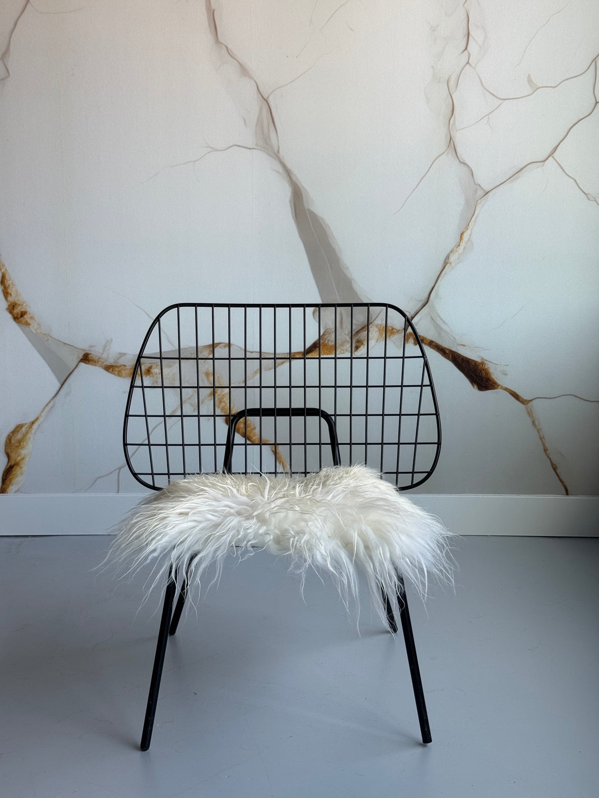 B Grade Curly White Icelandic Sheepskin Chair Pad