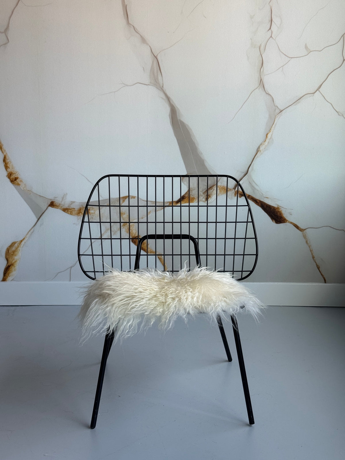 B Grade Curly White Icelandic Sheepskin Chair Pad