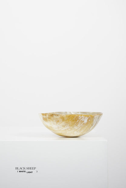 Ankole Horn Light Round Bowl - Black Sheep (White Light)