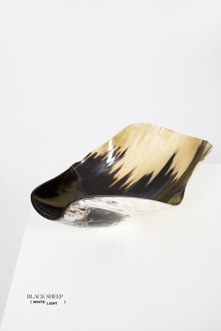 Ankole Horn Light Organic Vessel - Black Sheep (White Light)