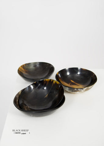 Ankole Horn Dark Round Bowl - Black Sheep (White Light)
