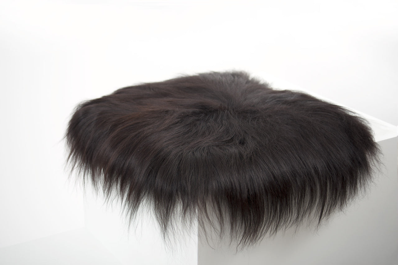 Black Icelandic Sheepskin Chair Pad | Black Sheep (White Light)