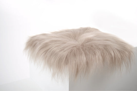 Taupe Icelandic Sheepskin Chair Pad - Black Sheep (White Light)