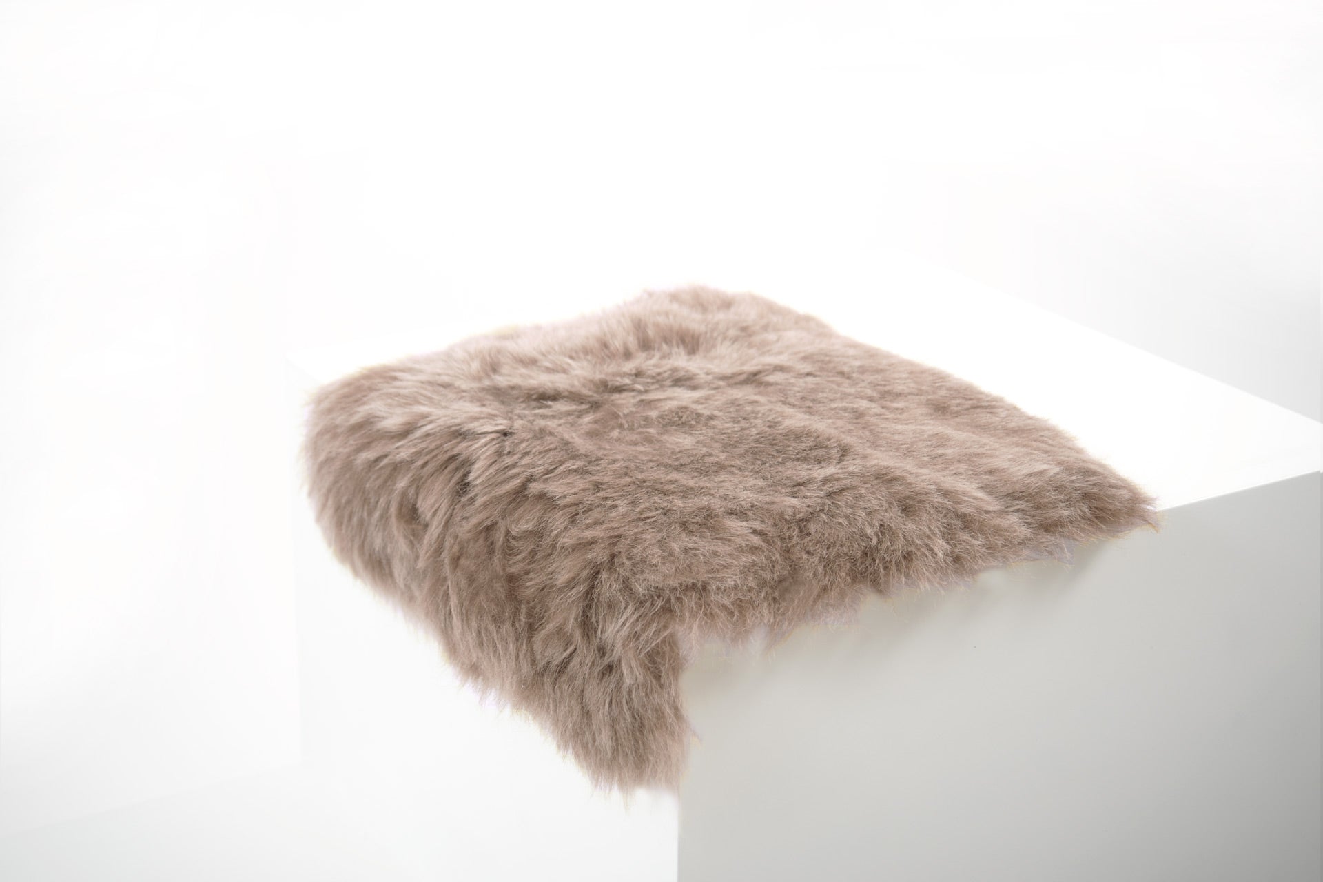 Shorn Taupe Icelandic Sheepskin Chair Pad - Black Sheep (White Light)