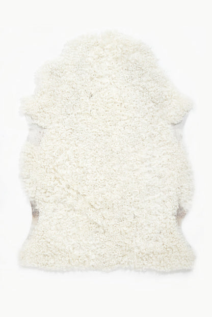 White Short Wool Gotland Sheepskin - Black Sheep (White Light)