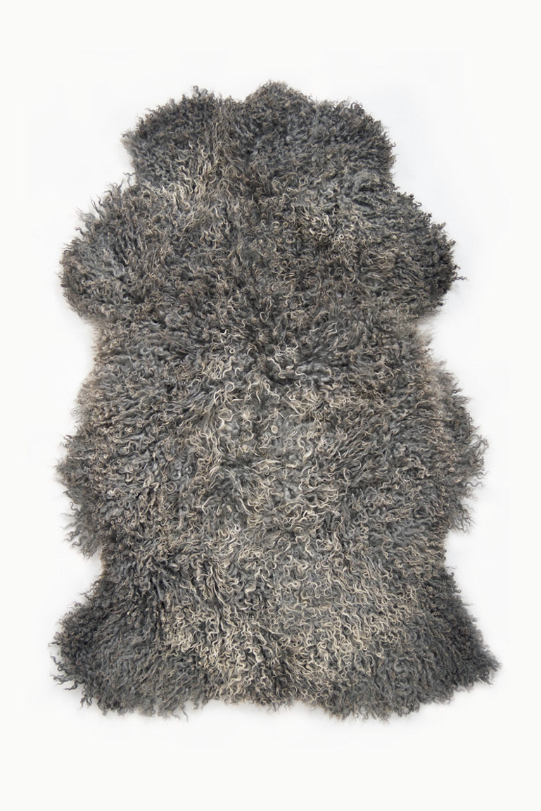 Grey Long Wool Gotland Sheepskin - Black Sheep (White Light)