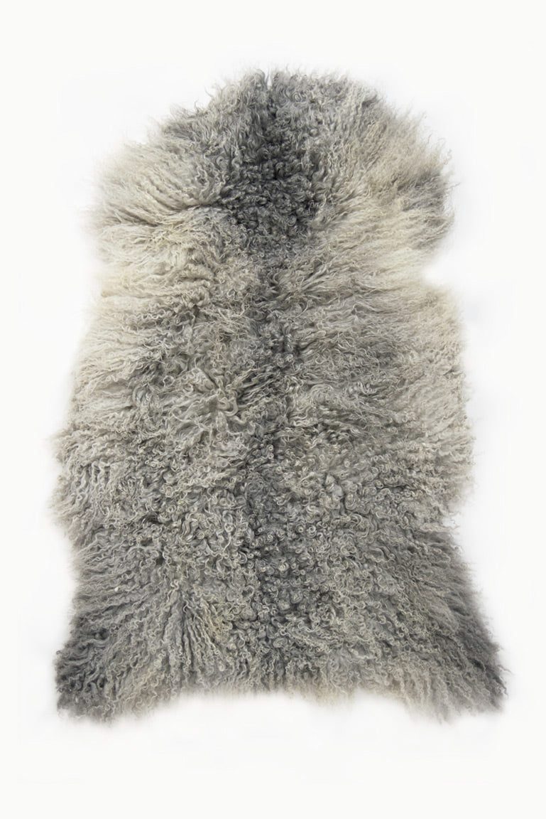 Grey Long Wool Gotland Sheepskin - Black Sheep (White Light)