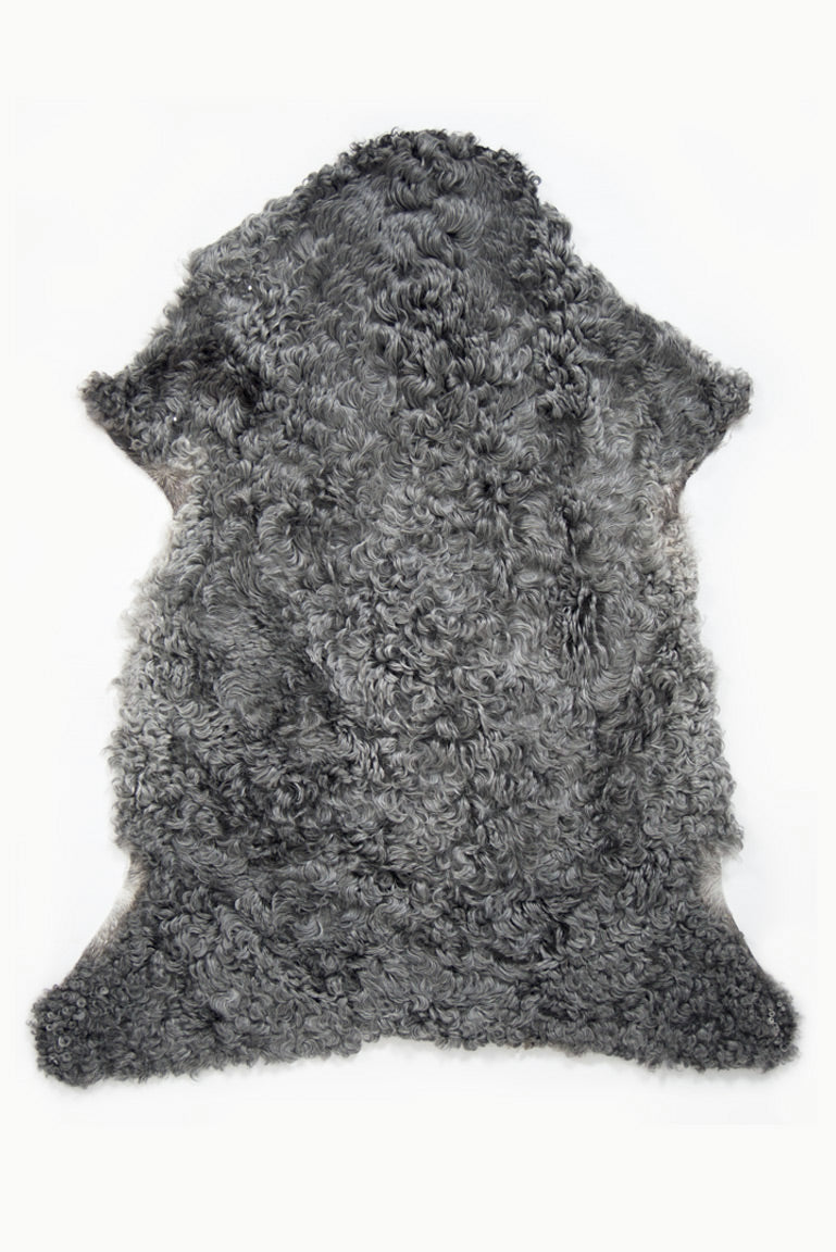 Grey Medium Wool Gotland Sheepskin - Black Sheep (White Light)