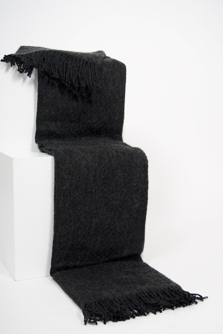 Charcoal Icelandic Wool Throw - Black Sheep (White Light)