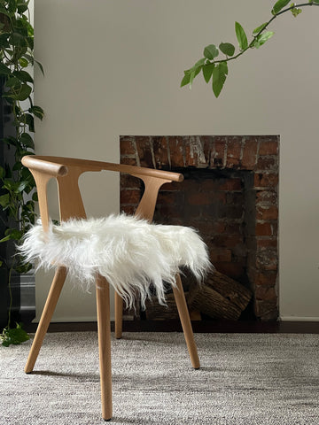 White Icelandic Sheepskin Chair Pad